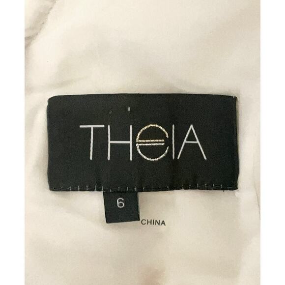 Theia Gilded Embroidered Sheath Cocktail Dress White & Gold Size 6 Event - Picture 9 of 11